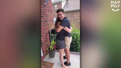 Boy Surprises Childhood Best Friend Dressed As FedEx Driver
