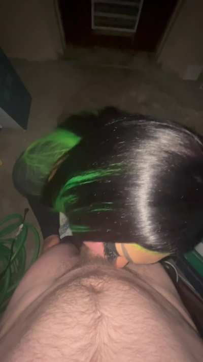 he took me to the garage &amp;amp; I sucked his cock while his gf was asleep 
