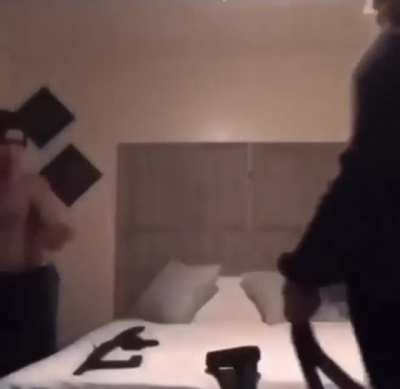 Showing off your weapons with mother in the house