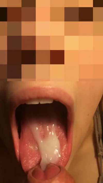 uncut cock cumming in her mouth slowmo