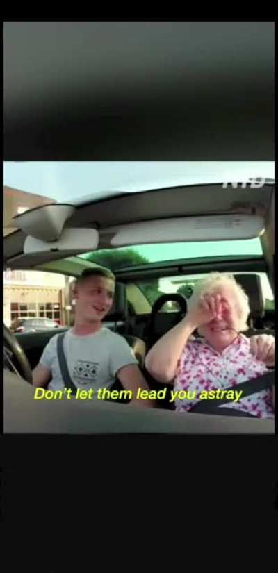 Guy uses his car radio to give his grandmother a birthday surprise.