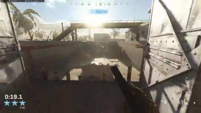 I hit 22.2s in Gun Course (with a special 180&deg; for the style)