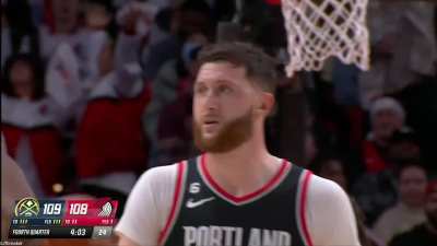 [Highlight] Jusuf Nurkic tries to back down his old teammate Nikola Jokic in the post as Jokic finesses an offensive foul from him