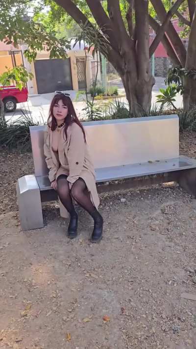 Bingo challenge #18 Sitting on a bench half naked [F]