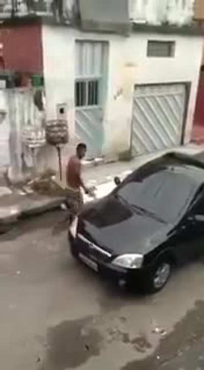Guy learns a lesson about respect for others property
