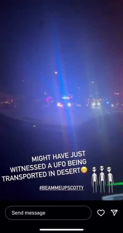 Saucer getting transported right outside of 29 Palms marine base
