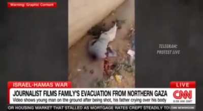 📰 A resident of the Gaza Strip follows the instructions of the occupation soldiers and leaves his house raising the white flag, but his son was hit by a bullet in the head.

  &ldquo;I told him, &lsquo;Let&rsquo;s stay at home, my son. Let&rsquo;s stay at home,&rsquo;&rdquo; the father shou