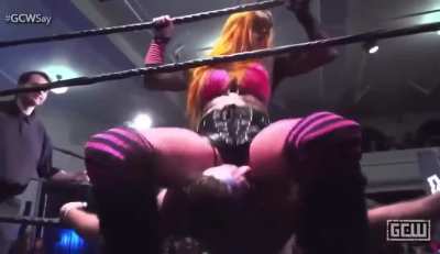 Perhaps the strangest spot I have seen all year. Priscilla Kelly fka Gigi Dolin in NXT at a GCW show