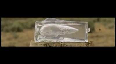 When bullet pass through this gel, it causes a mini explosion