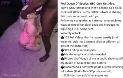 If you love seeing a *REAL QOS* in action then check out my OF! 155 full vids (new full vid uploaded every weekend) 94% ending in creampies, it's the best place to watch my BBC Body count grow! Link in bio