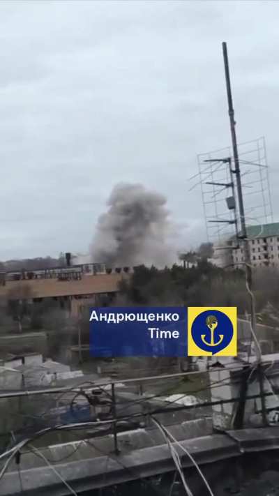 A Russian soldier records an incoming Ukrainian missile strike on the base of a drone unit and a water utility facility in Vasylivka, Zaporizhzhia Oblast.
