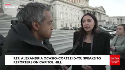 2025, Dec. 11 AOC Predicts Dem. Blue Wave in 2026; discusses an active 2026 Dem. primary cycle; discusses redistricting; says Dems. need to have "a working class agenda that focuses on the economics"