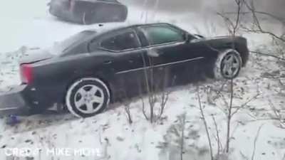 Cars piling up in 0 visibility conditions.