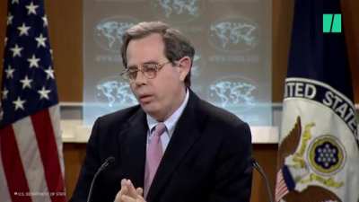 US State Department spokesperson left speechless when a reporter asks why he criticizes Iran's democracy while supporting Saudi Arabia