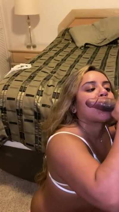 I serviced his thick cock while hubby recorded me