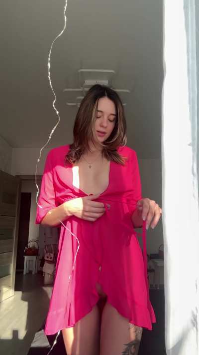 Red, daylight, and my tiny tits 🔥 I think that&rsquo;s  perfect combo