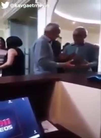Drunk Man Fighting With His Reflection In the Mirror
