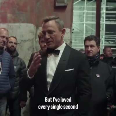 Daniel Craig on the last day of shooting of no time to die.