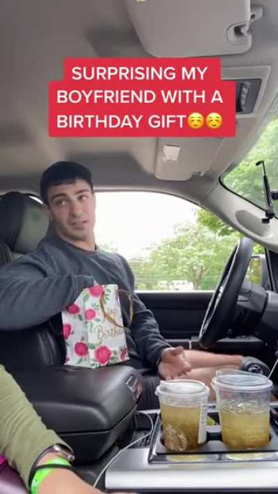 A girl surprises her boyfriend for his birthday, things don't go exactly to plan