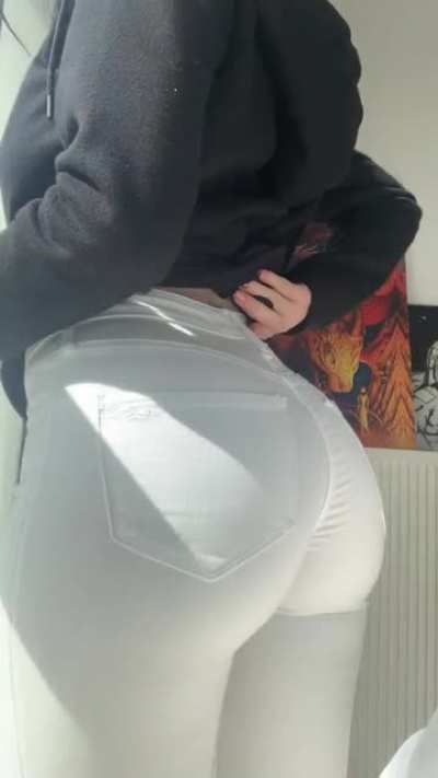 White cheeks in white jeans