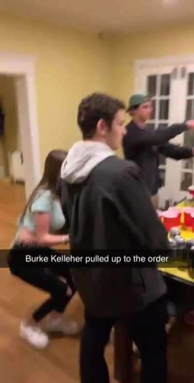 Burke is wet at pong