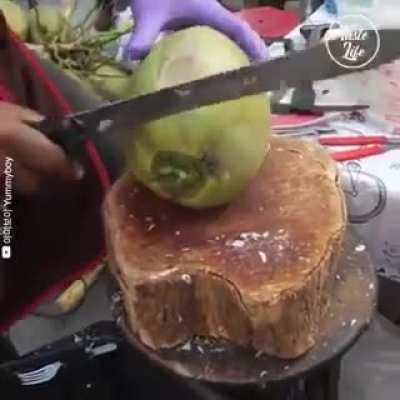 If you’ve ever tried to peel a coconut, you understand the skills here