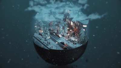 Snowy winter night - 3D diorama artwork in 4K (Steam workshop link in the commends)