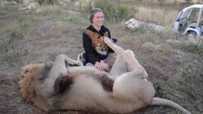 Just a girl playing with a cat in Russia