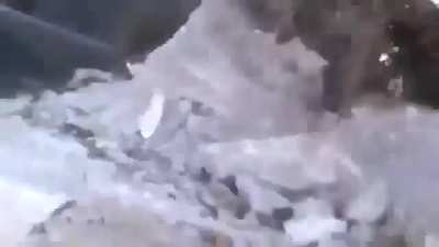 FSA fighter is hit during a chaotic firefight while attempting to storm SAA positions in al-Asali Neighborhood, Damascus - 2012
