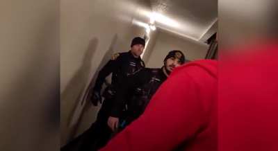 This man was in the process of filing a grievance against these cops for having seized some of his property. The cops started showing up at his home with their weapons drawn at times. He wasn't having it anymore.