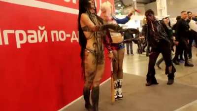 Playful Enchantress &amp;amp; Harley Quinn Cosplayers at Comic Con 2017