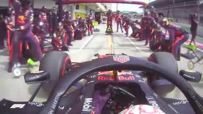 Fastest time to change four wheels ever, 1.82 seconds, done by Red Bull Racing