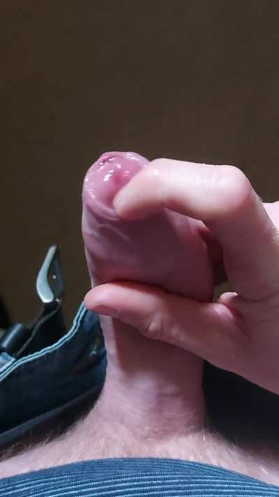 My veiny uncut cock leaking precum