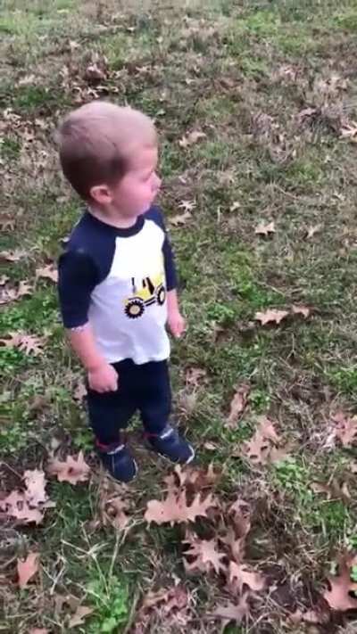 Kid balling because he can't kiss baby calf