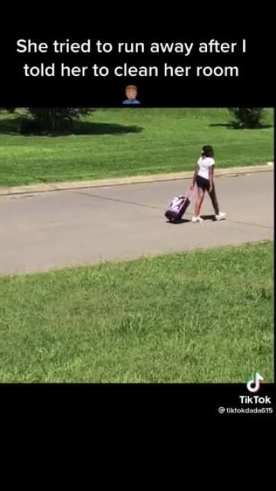 Girl tries running away, but gets too hot