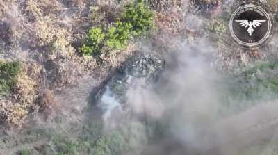 UA 47th Mechanized Brigade's "Strike Drones Company" posted video showing the destruction of a Russian BTR (armored vehicle), hit by artillery and FPV drone strike, which ultimately burns before reaching its objective. (See story in comments) Published Au