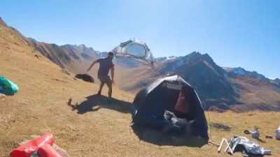 Tent goes bye bye