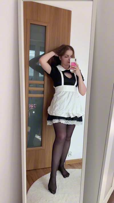 Stockings so shiny I can see myself in them