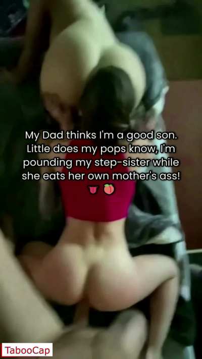 While my dad was asleep, I fucked my cheating step-mom and my slutty 18 year old step-sister