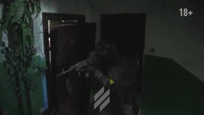 Ukrainian soldier gets nicked in the face, fires back. Somewhere in Bakhmut.