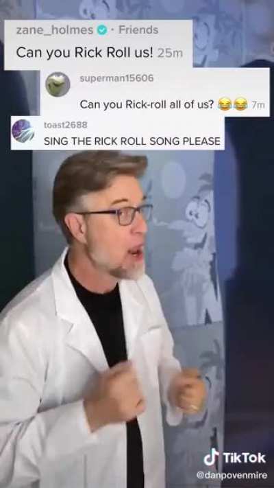Idk if this has been posted here but dan povenmier ( The co creator and voice of Dr. Doofenshmirtz) has a tictok and it&rsquo;s perfect