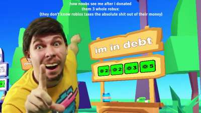 How MFs see me after i donated them 3 whole robux: (they don't know roblox taxes the absolute shit out of their money)