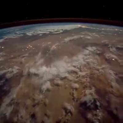 Earth at night viewed from space.