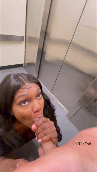 Who needs an office when you can suck cock in the elevator?