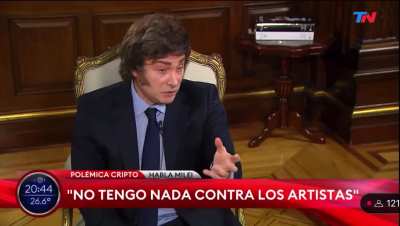 Milei: “Yo no tengo nada contra los artistas. Yo hasta tuve una banda de rock. Mi problema es que, si vos para hacer arte, necesitás un subsidio del Estado, ya no sos un artista, sino un empleado público.”
