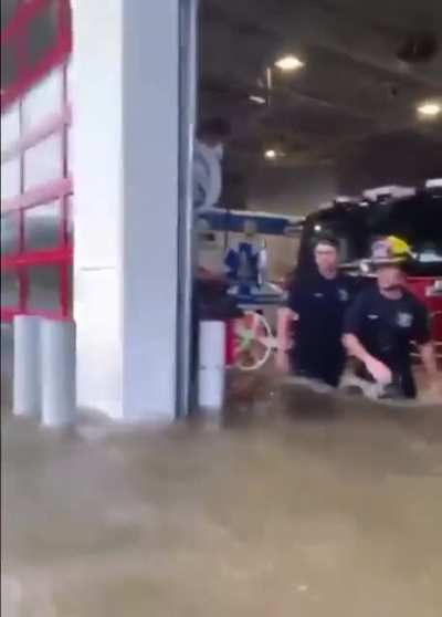 A flooded fire station in the Florida city of Naples.