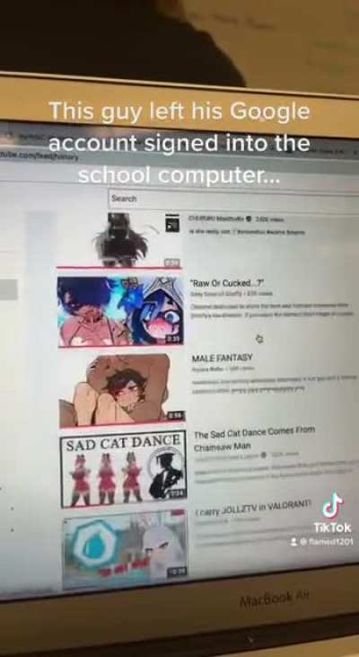 Kid forgets to logout of school computer