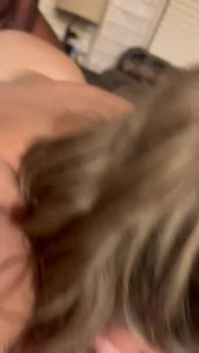 I sucked my husbands cock while getting fucked from behind!