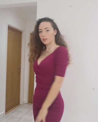 Emma on a red dress