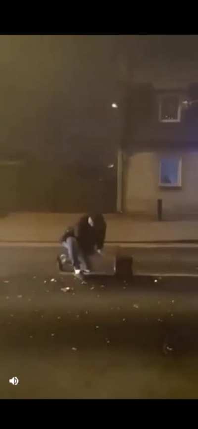 Just a guy lighting some fireworks